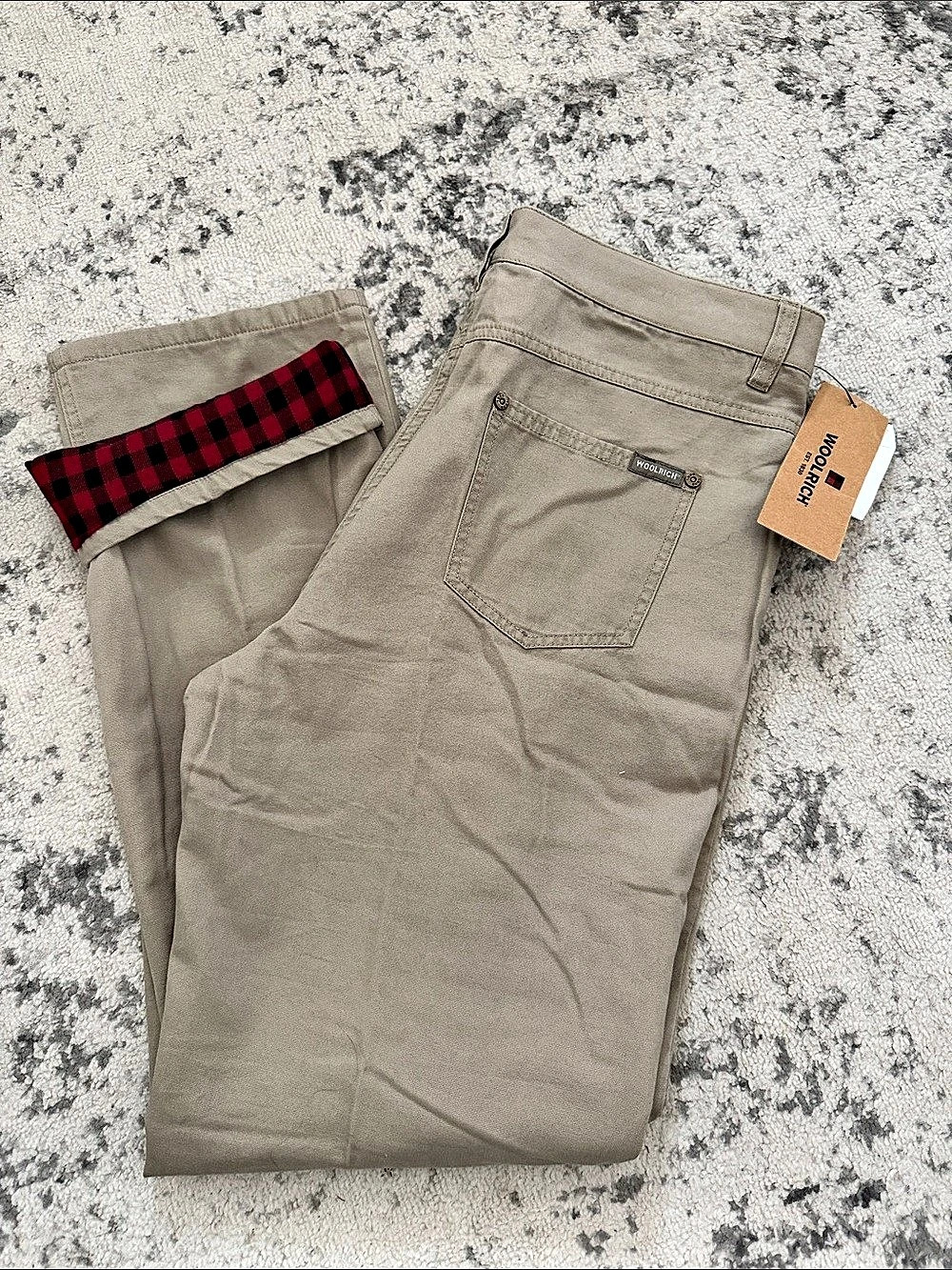 Woolrich Mercer Ridge Jean Khaki Plaid-Lined Pants Size 12 NWT